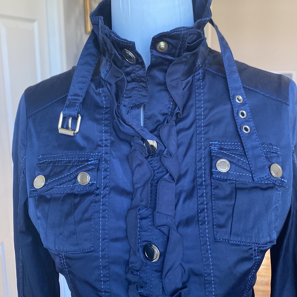 WHBM Navy Form Fitting Jacket: XXS - Picture 7 of 9